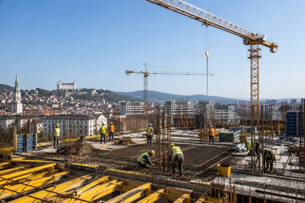 Meziroční růst slovenského stavebnictví v červnu zpomalil na 1 %: Odvětví přibrzdila vedra i výpadek projektů z Plánu obnovy