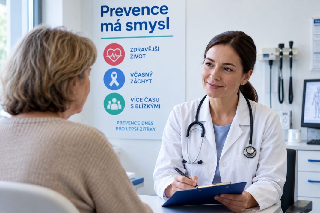 Lékařka při preventivní konzultaci se starší pacientkou v ordinaci