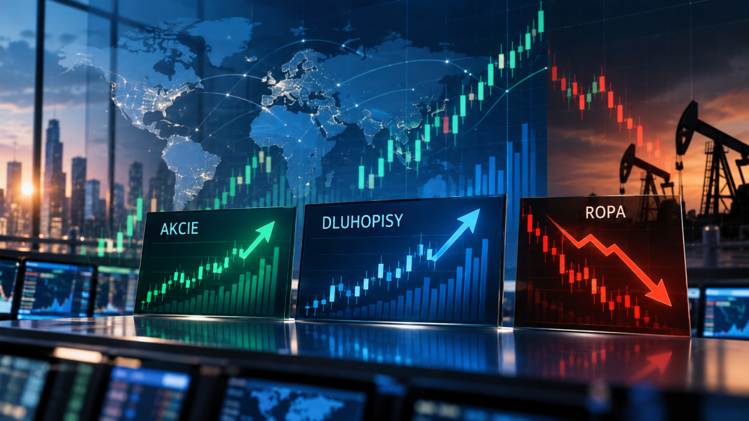 Futures na akcie a dluhopisy rostou, ropa klesá